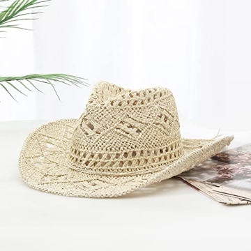 GEMVIE Summer Cowboy Cowgirl Straw Hat - Stylish Sun Protection