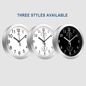 HITO Silent Wall Clock with Thermometer for Home Decor