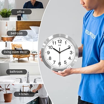 HITO Silent Wall Clock with Thermometer for Home Decor