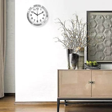 HITO Silent Wall Clock with Thermometer for Home Decor