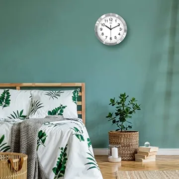 HITO Silent Wall Clock with Thermometer for Home Decor