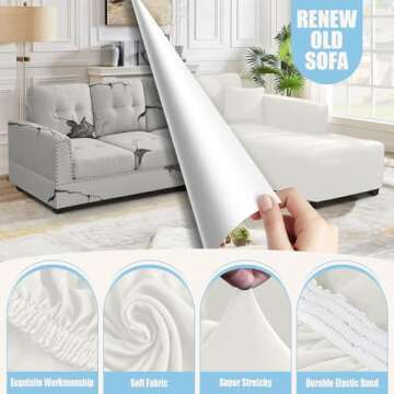 Sectional Couch Covers L Shape Sofa Covers Super Stretch 2pcs Sofa Slipcovers for 3 + 3 Seaters Sect...