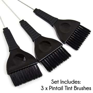 Pintail Hair Dye Brushes - 3 Tint Brushes for Hair Color - Pin Tail for Precise Sectioning - Hair Dy...
