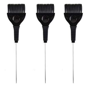 Pintail Hair Dye Brushes - 3 Tint Brushes for Hair Color - Pin Tail for Precise Sectioning - Hair Dye Brush Applicator - Color Brushes for Hair Salon (Black)