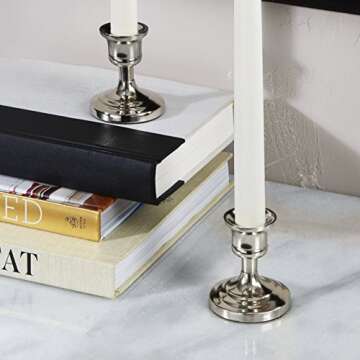 Silver Taper Candle Holders Set of 2, 3 Inch Candlestick Holders, Solid Metal Candle Stick Candle Holder, Traditional Short Candle Holders for Table Centerpiece Decorations Vintage Decor