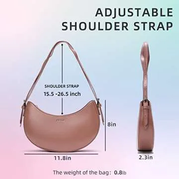 Keyli Shoulder Bag for Women Christmas Gift Fashion Plain Weave Mini Purse Zipper Closure Shoulder Purses Tote Bags Clutch Adjustable Double Straps Tote Handbags Top-Handler Bag Brown