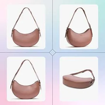 Keyli Shoulder Bag for Women Christmas Gift Fashion Plain Weave Mini Purse Zipper Closure Shoulder Purses Tote Bags Clutch Adjustable Double Straps Tote Handbags Top-Handler Bag Brown