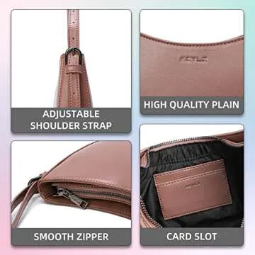 Keyli Shoulder Bag for Women Christmas Gift Fashion Plain Weave Mini Purse Zipper Closure Shoulder Purses Tote Bags Clutch Adjustable Double Straps Tote Handbags Top-Handler Bag Brown