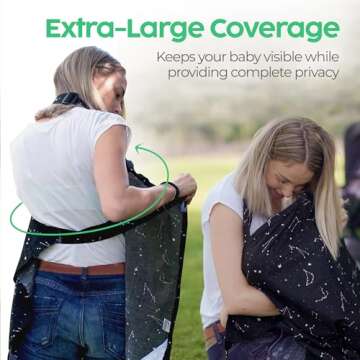 San Francisco Baby Nursing Cover, Breathable 360° Nursing Cover Up, Privacy Breastfeeding Blanket - Premium Black