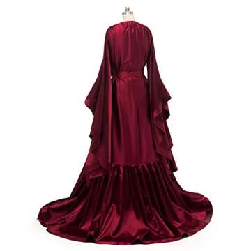 yinyyinhs Women's Bridal Robe Long Silk Satin Bridesmaid Wedding Robe Nightgown Bathrobe Maternity Photoshoot Robe Burgundy Size S-M