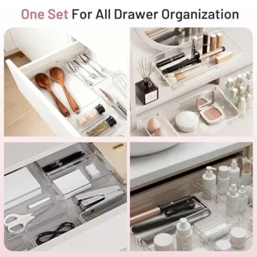 8 Pack Plastic Drawer Organizer Bins - Versatile & Non-Slip Storage