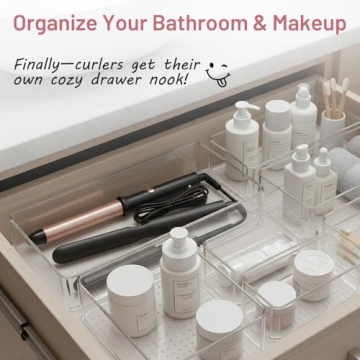 8 Pack Plastic Drawer Organizer Bins - Versatile & Non-Slip Storage