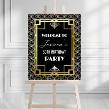Personalized Gatsby Art Deco Birthday Welcome Sign