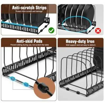 Housolution Cutting Board Organizer Rack, Expandable Baking Tray and Cookie Sheet Organizer with 14 Adjustable Dividers, Bakeware Muffin Tin Cupcake Pan Storage Organizer for Cabinet, Black