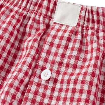 Women Y2K Plaid Shorts Elastic Waist Gingham Boxer Pajamas Shorts Cute Summer Pj Lounge Shorts(Red,S)