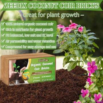 ZeeDix 8 Pcs Coco Coir Brick for Plants, Compressed Coconut Coir 100% Organic Coconut Coir Bricks wi...
