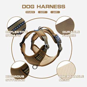 WALKTOFINE Dog Harness, No Pull Dog Harness with ID Card Reflective Adjustable, Fit Smart Dog Harnes...