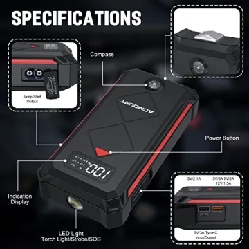 Acmount P100 Jump Starter - 3000A Peak Portable Battery