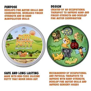 Inner-Active Play Putty Therapy Putty for Kids with Charms Green as Grass Theraputty Medium Resistance, Increase fine Motor Skills and Finger Strength, Occupational Therapy Toys