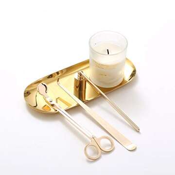 BEDOGO 4 in 1 Candle Accessory Set - Candle Wick Trimmer,Candle Wick Dipper,Candle Wick Snuffer,Stor...
