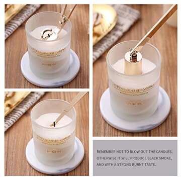 BEDOGO 4 in 1 Candle Accessory Set - Candle Wick Trimmer,Candle Wick Dipper,Candle Wick Snuffer,Storage Tray Plate - Candle Care Tools - Elegant Gift for Candle Lovers and Aromatherapy Lovers (Gold)