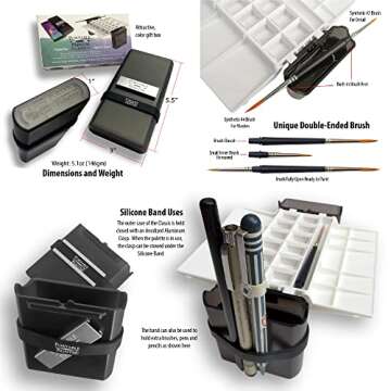 Watercolor Palette by Portable Painter - Ultralight - Travel - Pocket Size - Professional Quality