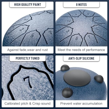 Shaevle Steel Tongue Drum 6" Calm Drums 8 Notes Portable