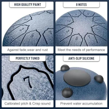 Shaevle Steel Tongue Drum 6" Calm Drums 8 Notes Portable