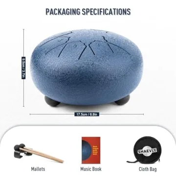 Shaevle Steel Tongue Drum 6" Calm Drums 8 Notes Portable