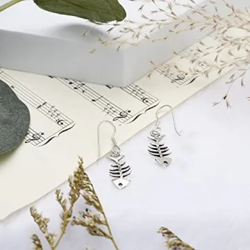 Stylish AeraVida Fishbone Dangle Earrings for Women