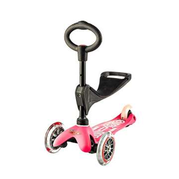 Mini 3in1 Deluxe 3-Stage Ride-on Micro Scooter Toddler Toys for Ages 12 Months to 5 Years - Pink