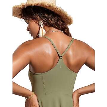 CRZ YOGA Women’s One Piece Swimsuits Modest Swim Dress Tummy Control Adjustable Y-Back Straps Bathing Suit Swimwear Moss Green Small
