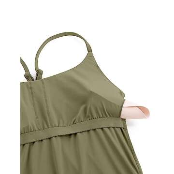 CRZ YOGA Women’s One Piece Swimsuits Modest Swim Dress Tummy Control Adjustable Y-Back Straps Bathing Suit Swimwear Moss Green Small