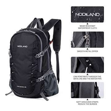 Sharkborough NODLAND Lightweight Backpack Travel 40L Foldable Water-Resistant Daypack, Hiking Outdoor Camping Rucksack for Men Women