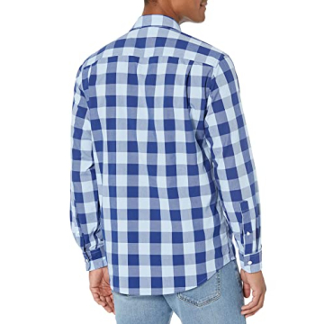 Amazon Essentials Men's Regular-Fit Long-Sleeve Casual Poplin Shirt, Blue Buffalo, Large