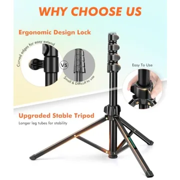 Nineigh 71" Tripod for iPhone - Versatile Selfie Stick Tripod