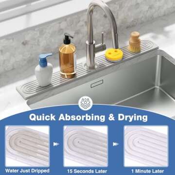 DK177 Fast-Drying Faucet Mat for Kitchen & Bathroom Sinks
