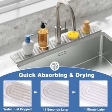 DK177 Fast-Drying Faucet Mat for Kitchen & Bathroom Sinks