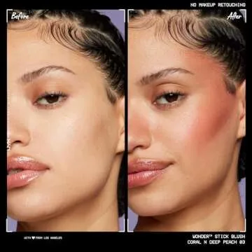 NYX PROFESSIONAL MAKEUP Wonder Stick Blush with Hydrating Hyaluronic Acid, Dual-Ended Cream Blush Stick - Coral & Deep Peach