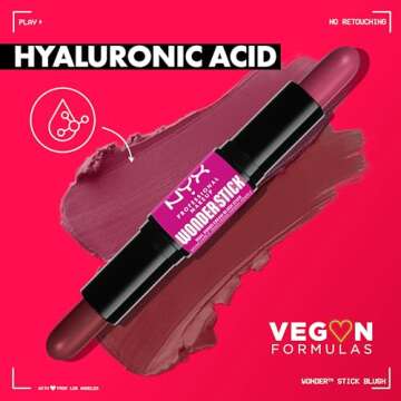 NYX PROFESSIONAL MAKEUP Wonder Stick Blush with Hydrating Hyaluronic Acid, Dual-Ended Cream Blush Stick - Coral & Deep Peach