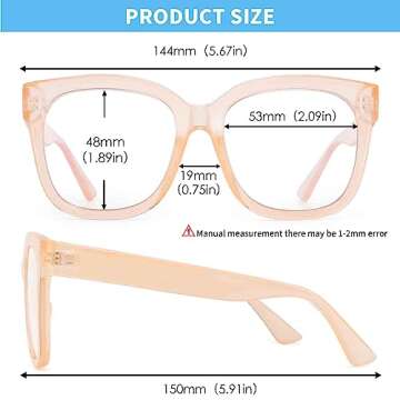 JIM HALO Oversized Blue Light Glasses for Women Square Chunky Bluelight Computer Glasses Reduce Eye Strain Apricot