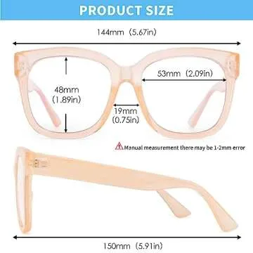 JIM HALO Oversized Blue Light Glasses for Women Square Chunky Bluelight Computer Glasses Reduce Eye Strain Apricot
