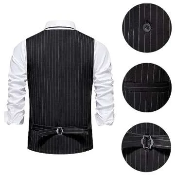 OSEMIOKA 1920s Mens Gatsby Gangster Vest Great Gatsby Gangster Costume for Men Roaring 20s Accessories Set Fedora Hat Spats