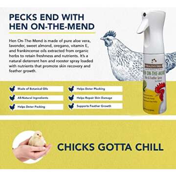 Healthy Hen On-The-Mend Skin and Feather Spray for Chickens-Organic Soothing and Nourishing Wound Spray-10 oz- with Natural Essential Oils for Wound Care to Help Deter Pecking-Made in The USA (1 pack)