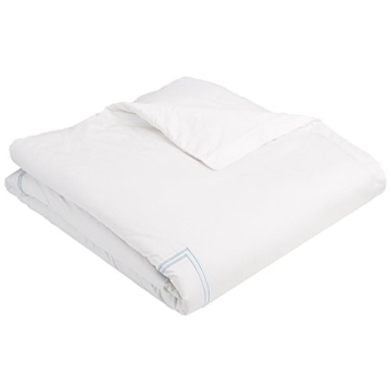 Pinzon Hotel Stitch Egyptian Cotton Duvet Cover King Size White Aqua