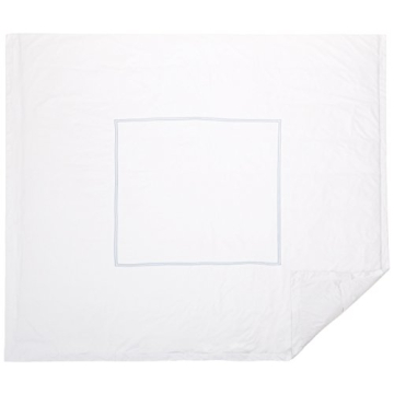 Pinzon Hotel Stitch Egyptian Cotton Duvet Cover King Size White Aqua