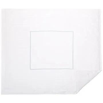 Pinzon Hotel Stitch Egyptian Cotton Duvet Cover King Size White Aqua