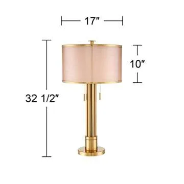 Possini Euro Granview Lamp 32.5" Brass Shade Nightstand