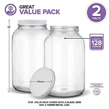 Airtight Stock Your Home Gallon Glass Jars - 128 OZ