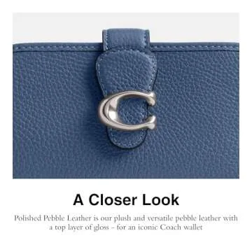Coach Women's Polished Pebble Leather Tabby Medium Wallet, Sky Blue, One Size